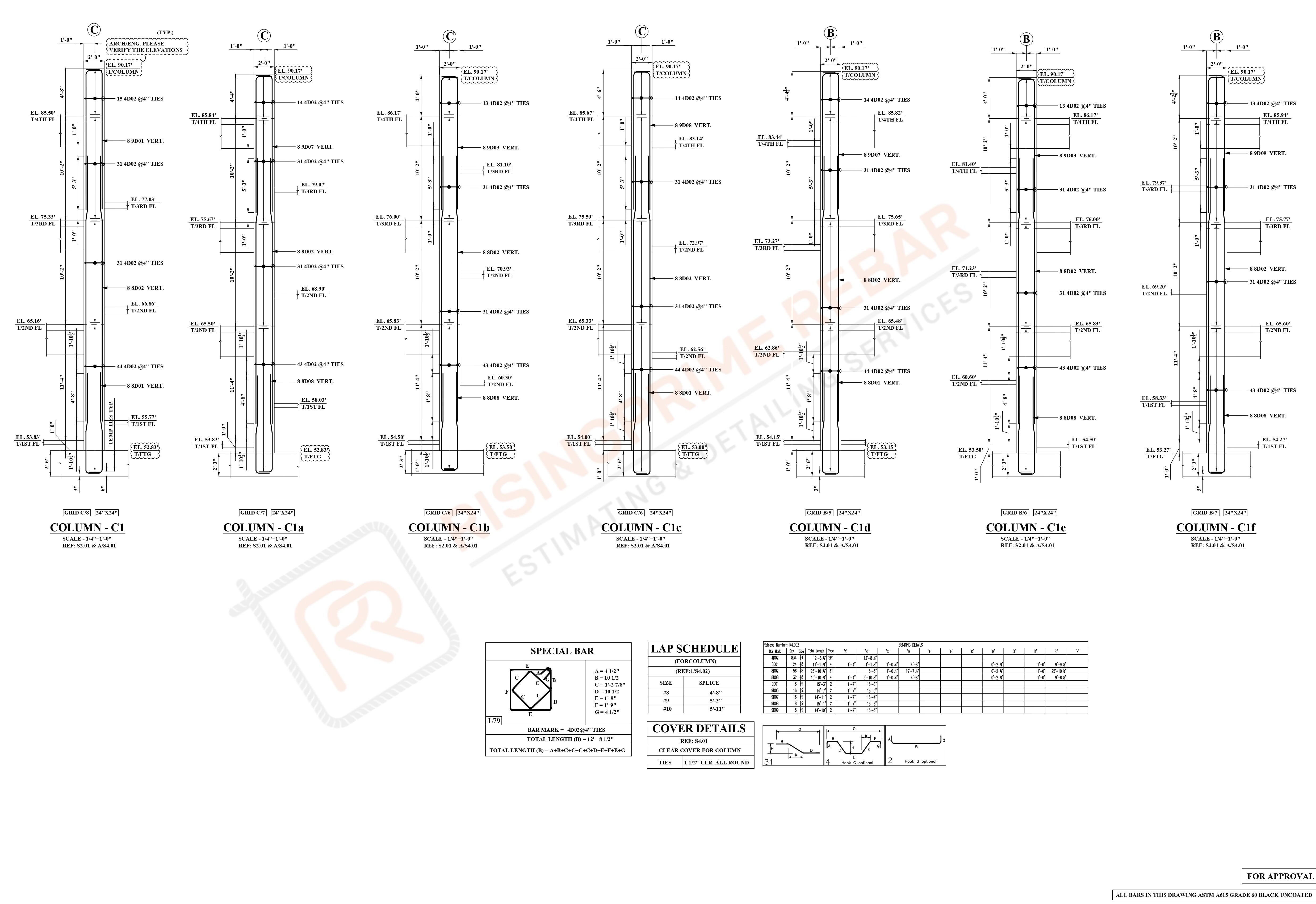 Column Reinforcement and Tie Schedules - Sheet 1